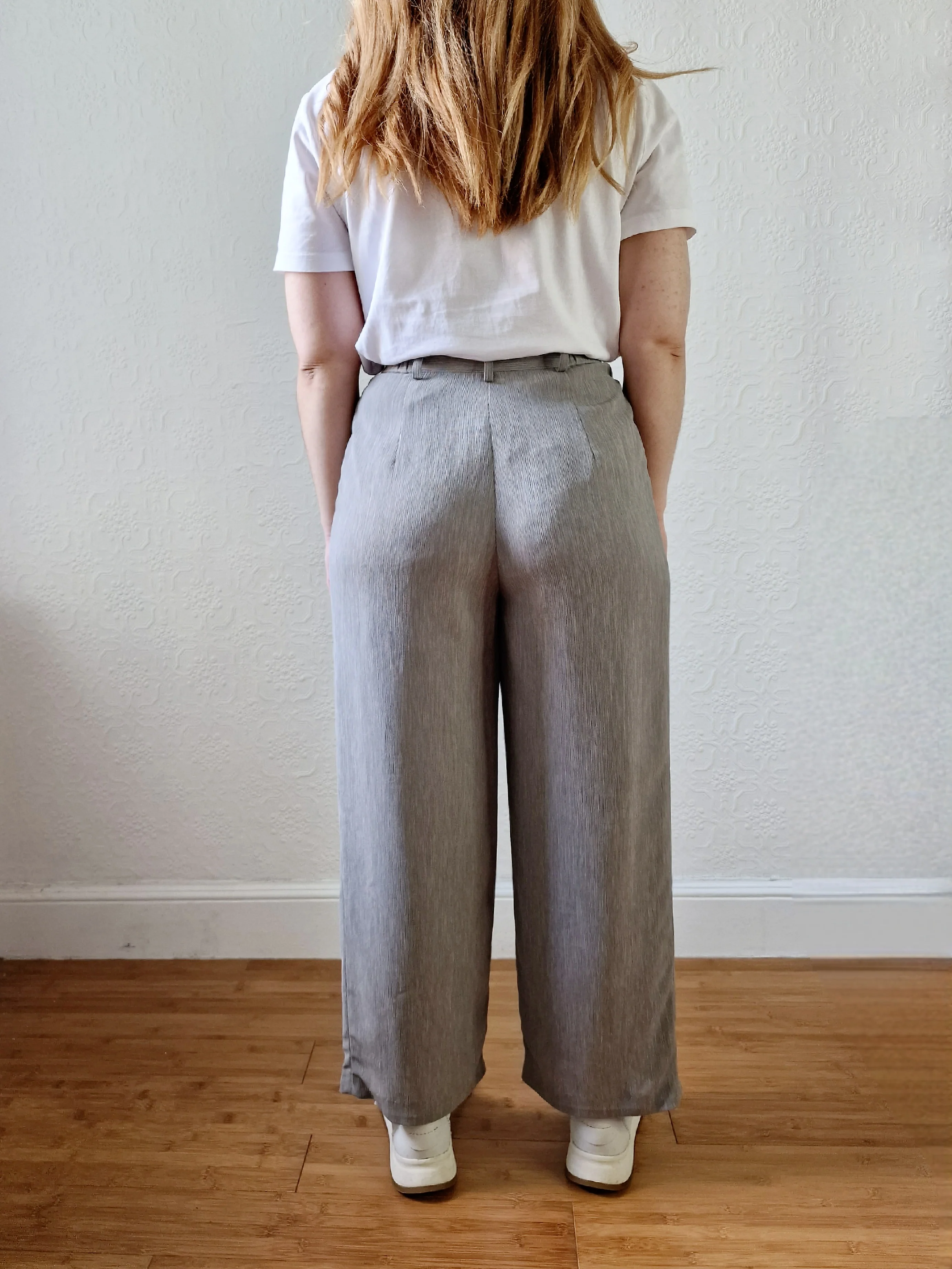 Vintage Grey High Waisted Straight Leg Pleated Trousers - S - Image 4