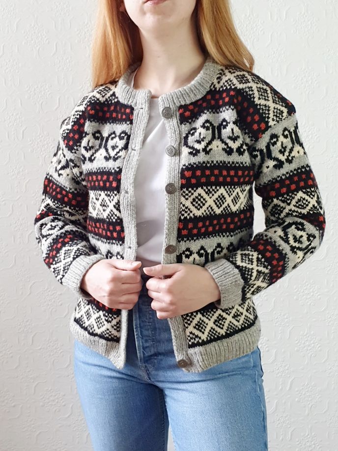 Vintage Grey Norwegian Cardigan - XS/S