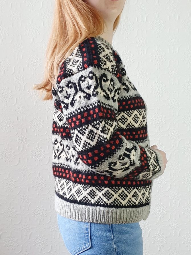 Vintage Grey Norwegian Cardigan - XS/S - Image 4