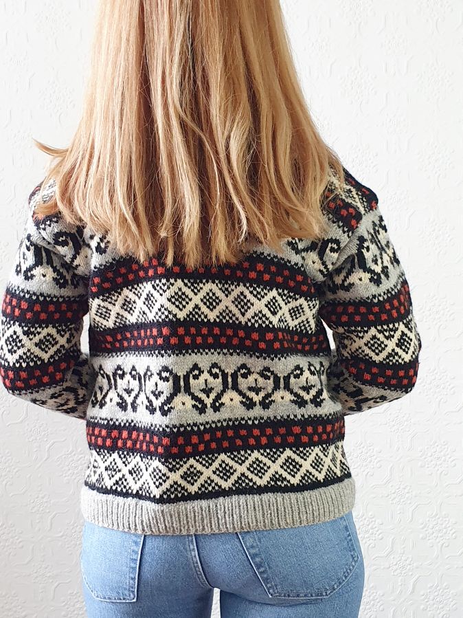 Vintage Grey Norwegian Cardigan - XS/S - Image 5