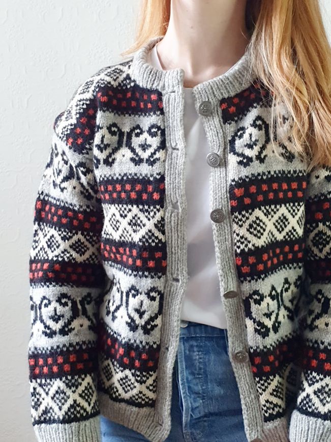Vintage Grey Norwegian Cardigan - XS/S - Image 7