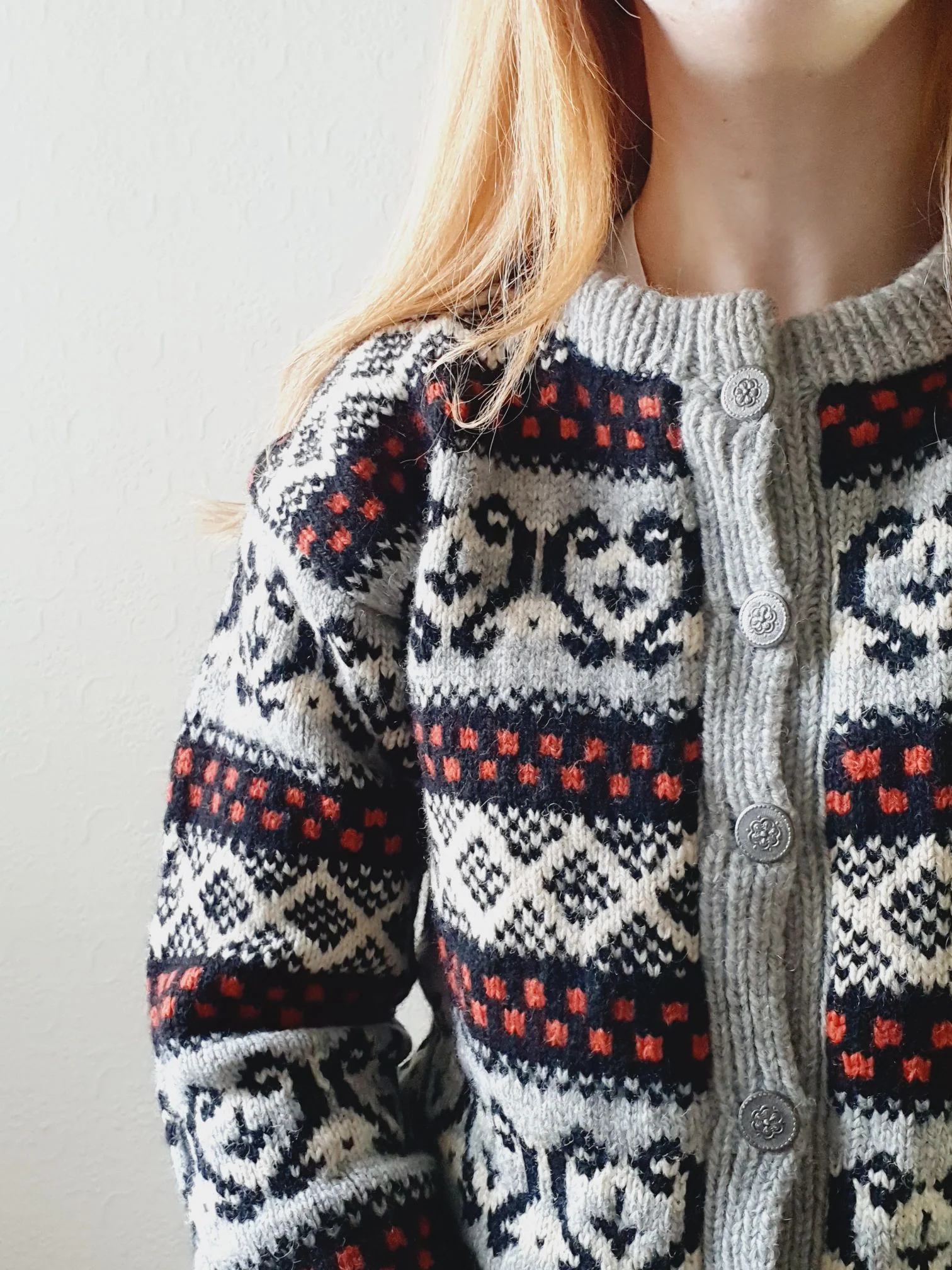 Vintage Grey Norwegian Cardigan - XS/S - Image 8