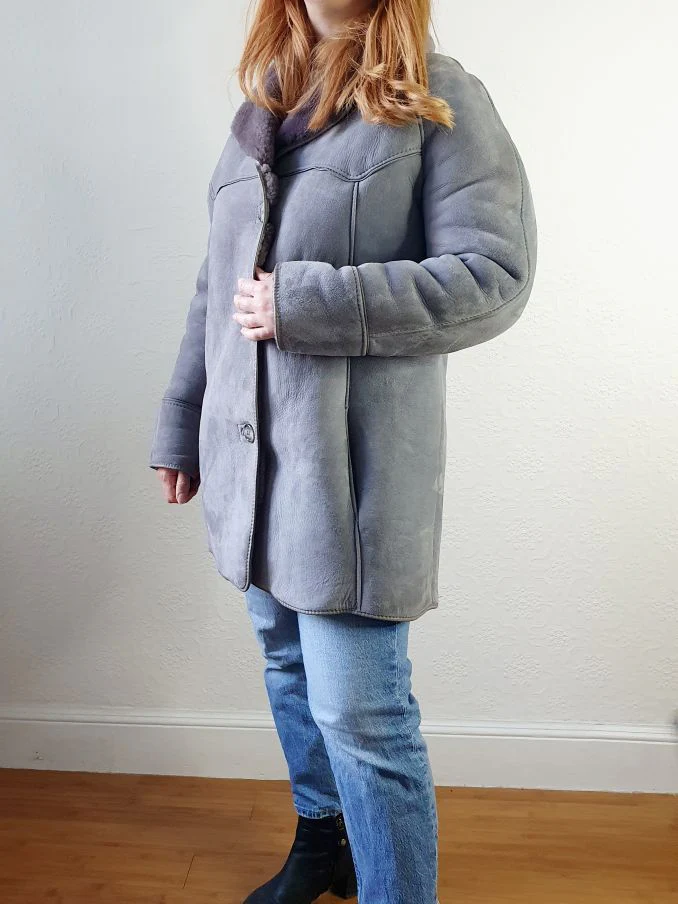 Vintage Grey Sheepskin Jacket - S/M - Image 10