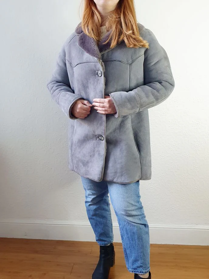 Vintage Grey Sheepskin Jacket - S/M - Image 11