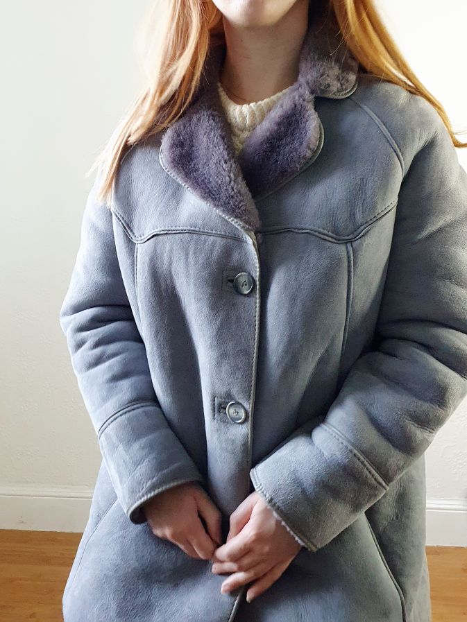 Vintage Grey Sheepskin Jacket - S/M - Image 12