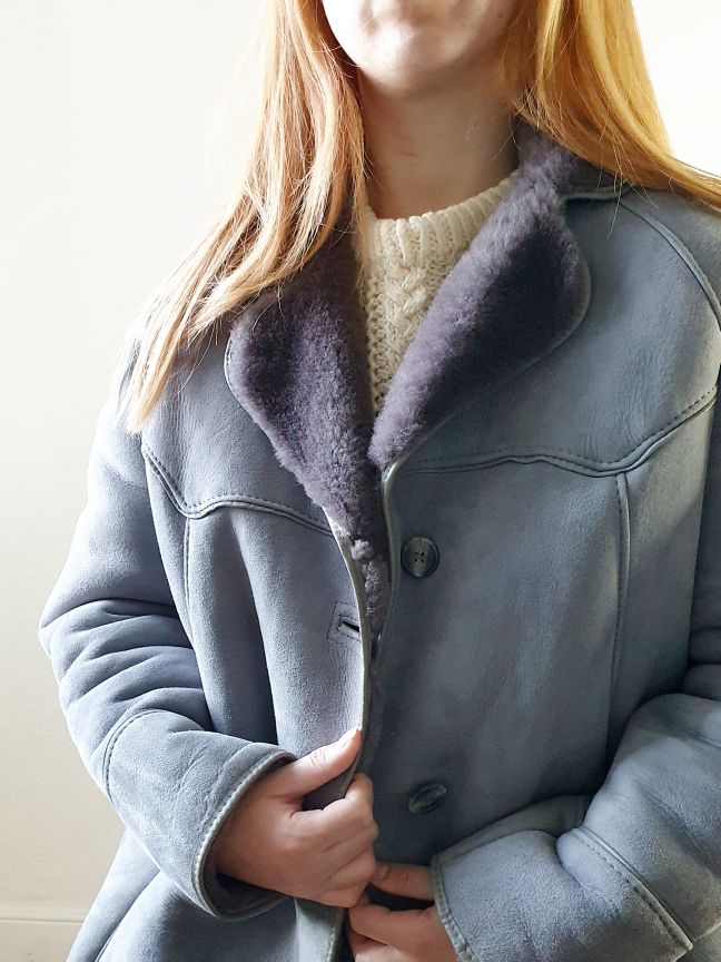 Vintage Grey Sheepskin Jacket - S/M - Image 13
