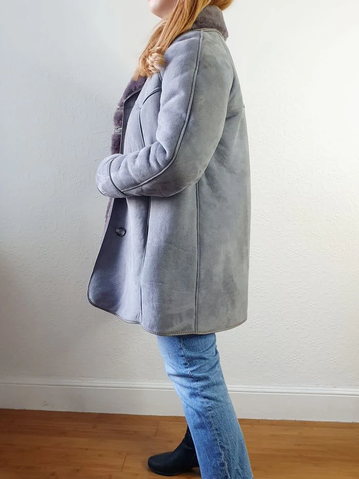 Vintage Grey Sheepskin Jacket - S/M - Image 6