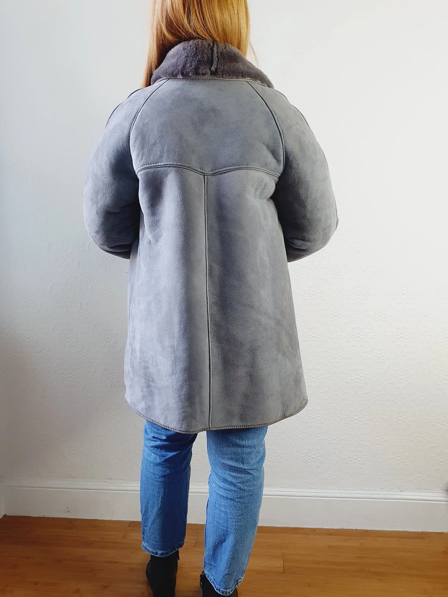 Vintage Grey Sheepskin Jacket - S/M - Image 7