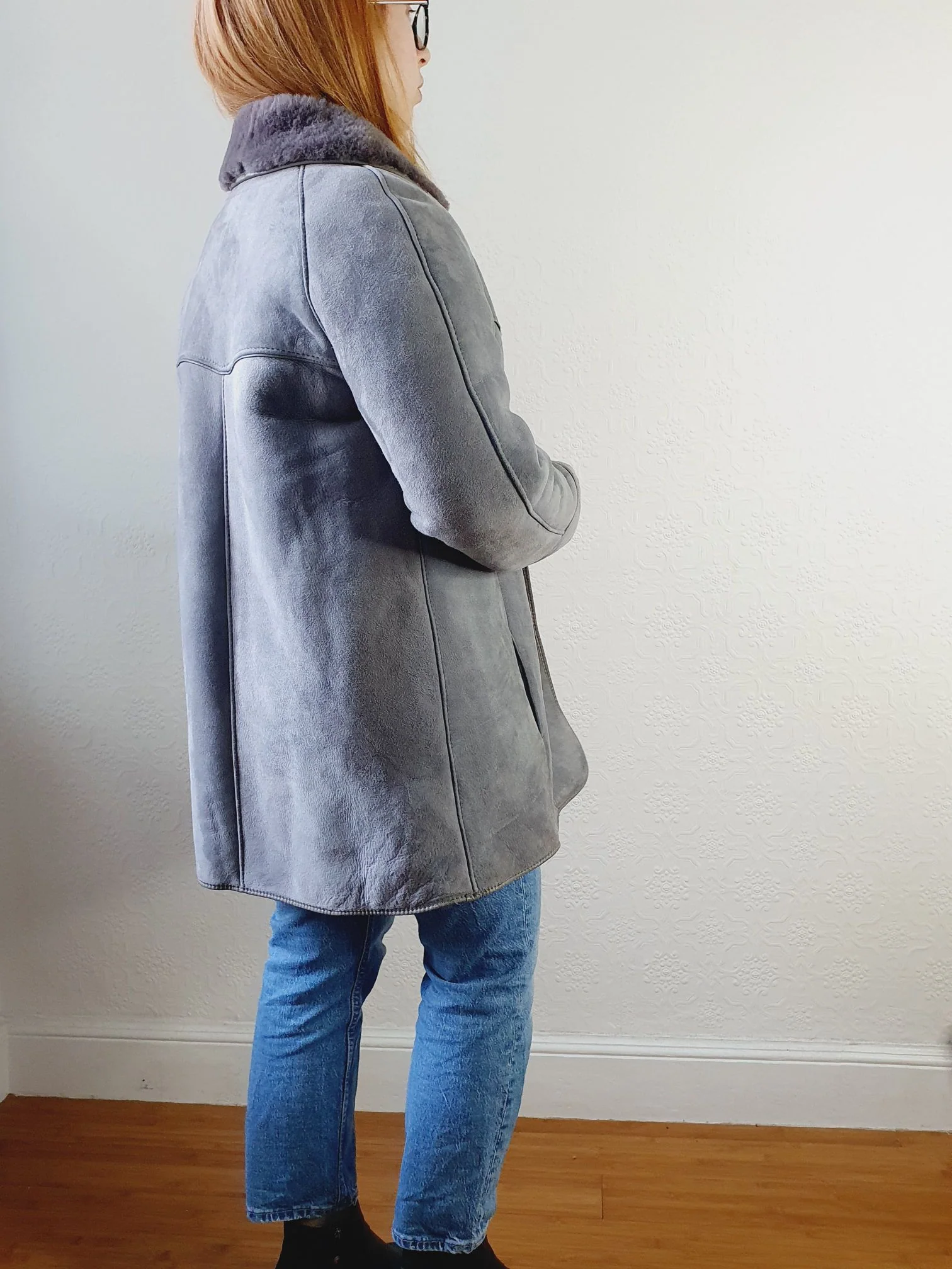 Vintage Grey Sheepskin Jacket - S/M - Image 8