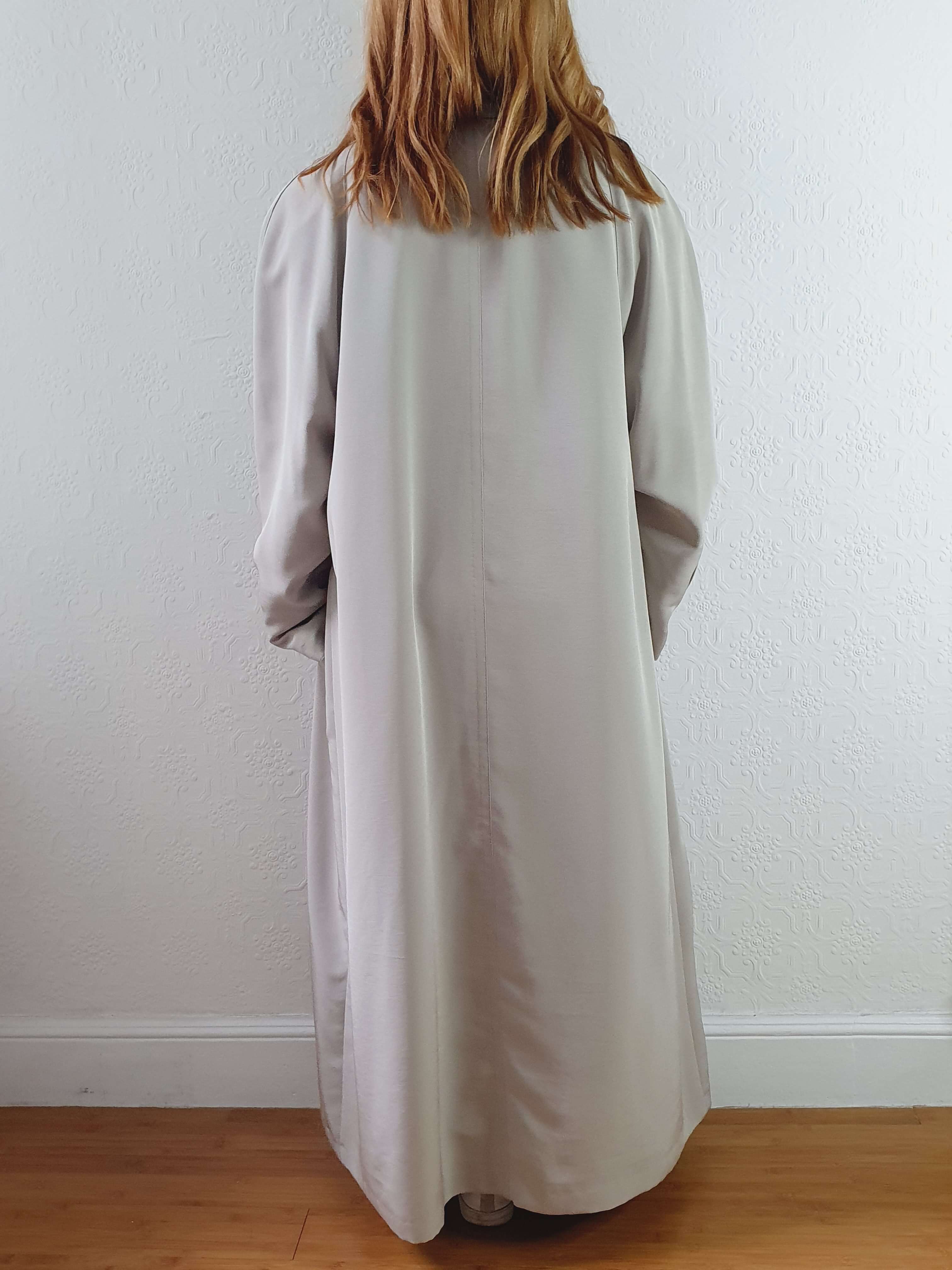 Vintage Grey Single Breasted Long Trench Coat - L - Image 6
