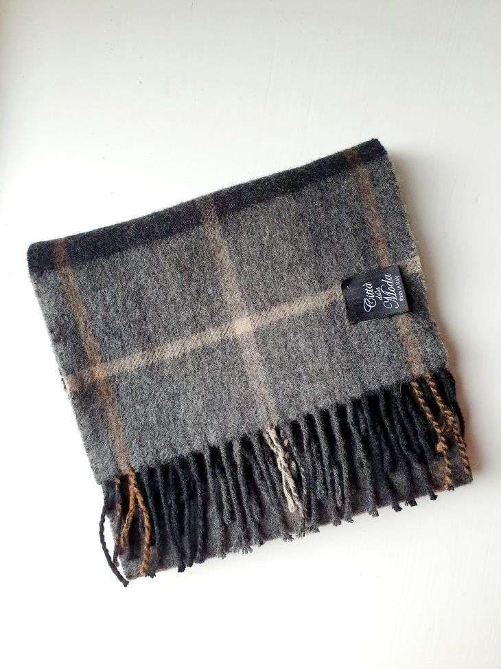 Vintage Grey Tartan Scarf - Image 2