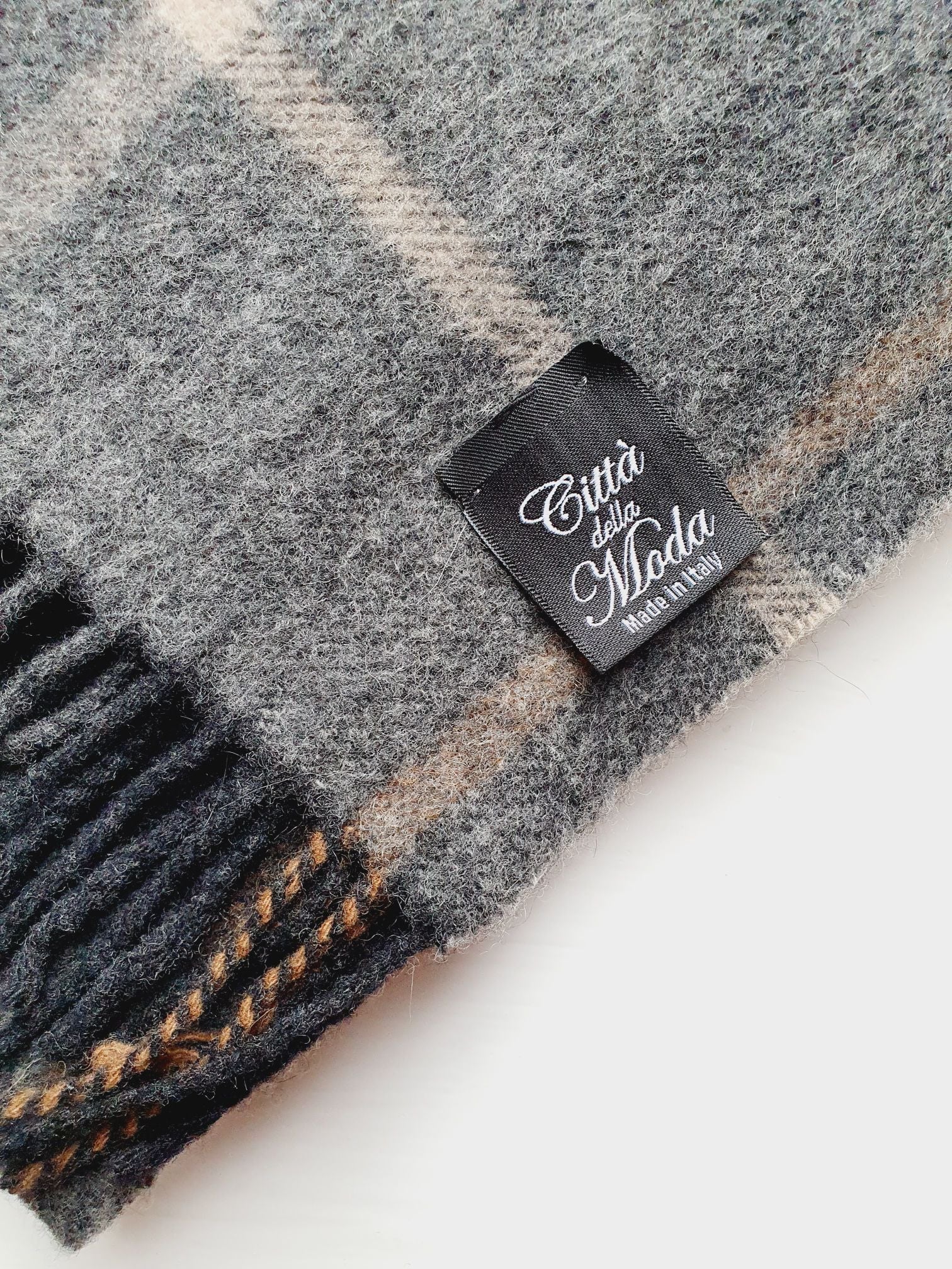 Vintage Grey Tartan Scarf - Image 3