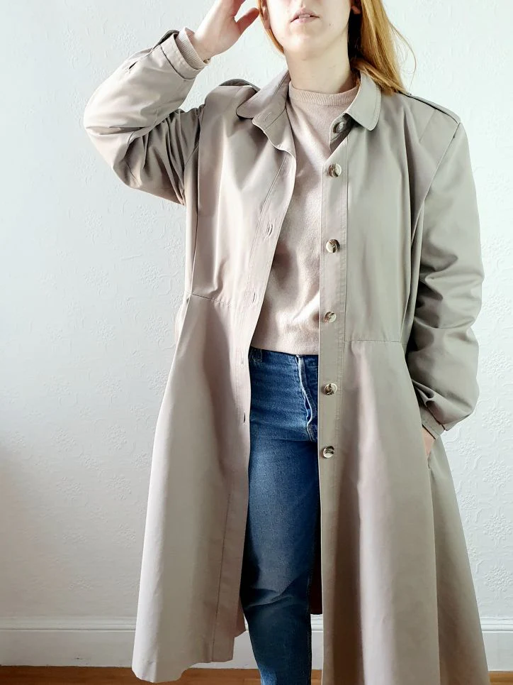 Vintage Grey Trench Coat - M