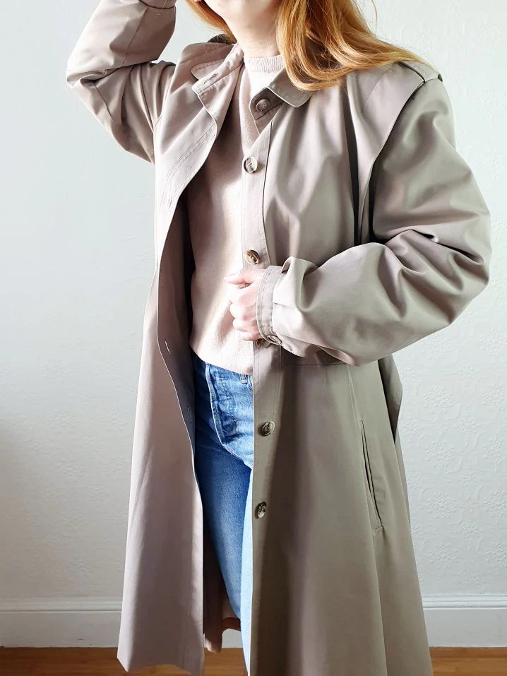 Vintage Grey Trench Coat - M - Image 3