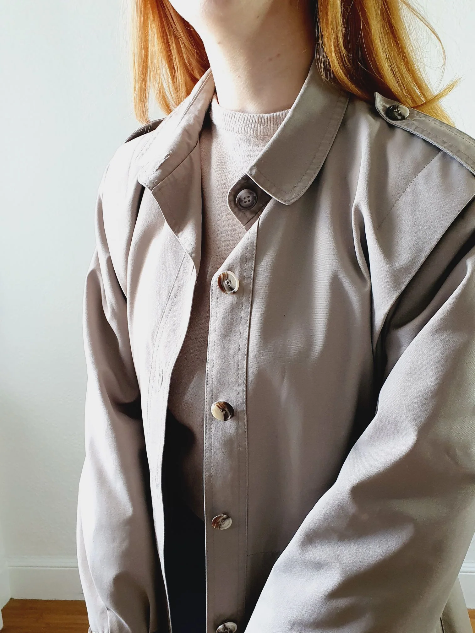 Vintage Grey Trench Coat - M - Image 4