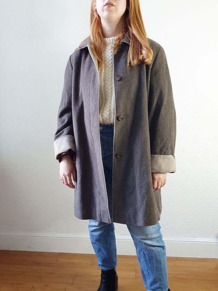 Vintage Grey Wool Coat - L