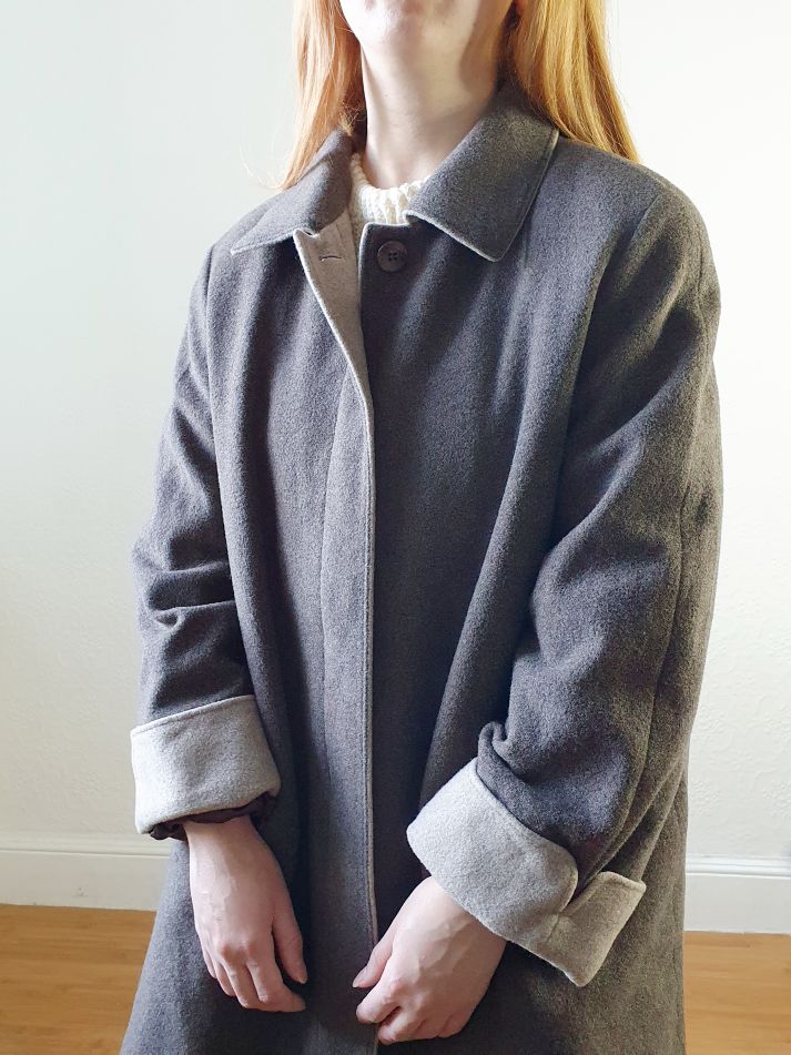 Vintage Grey Wool Coat - L - Image 10