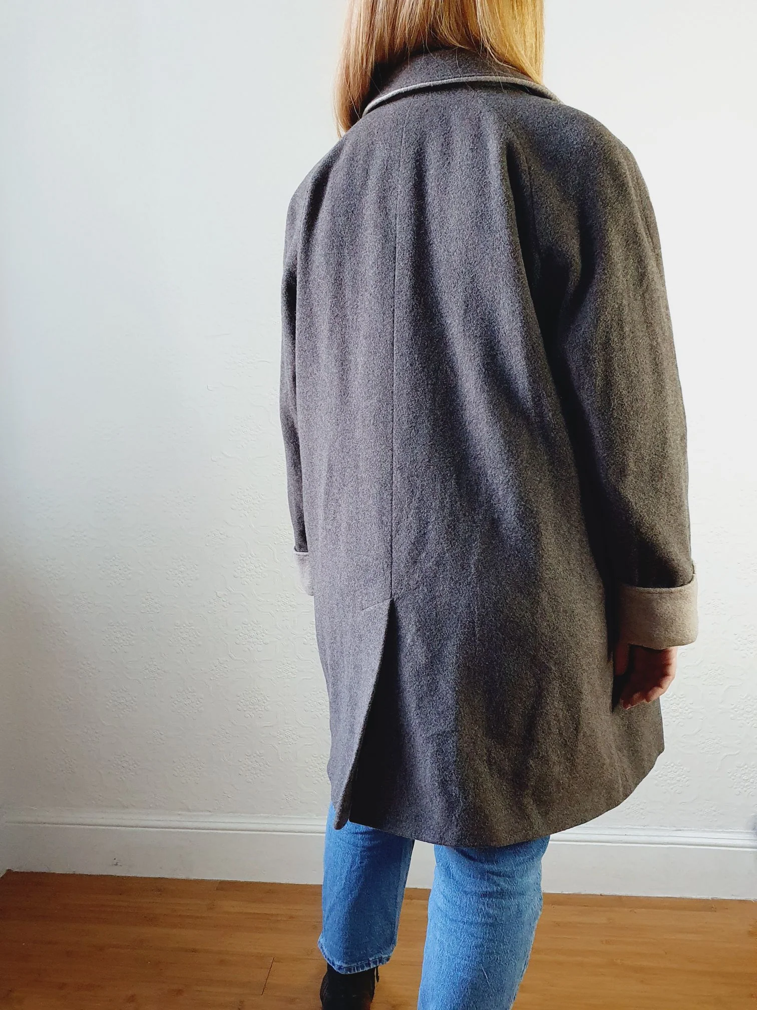 Vintage Grey Wool Coat - L - Image 12