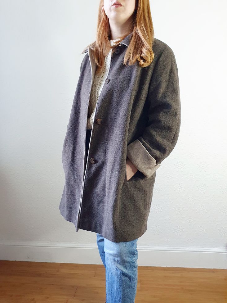 Vintage Grey Wool Coat - L - Image 2