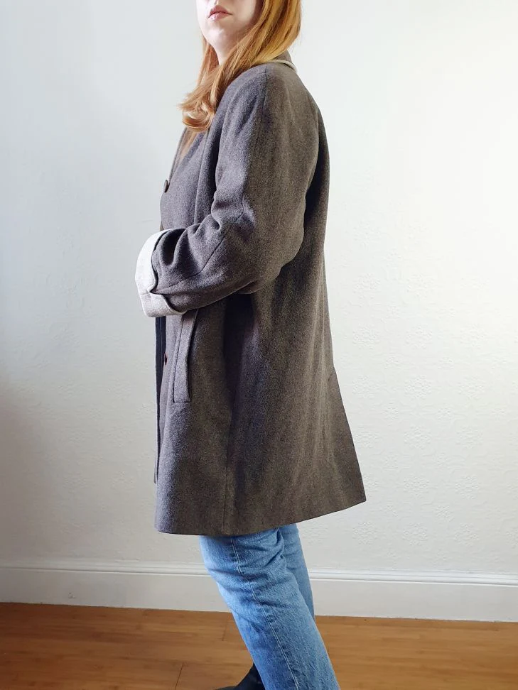 Vintage Grey Wool Coat - L - Image 4