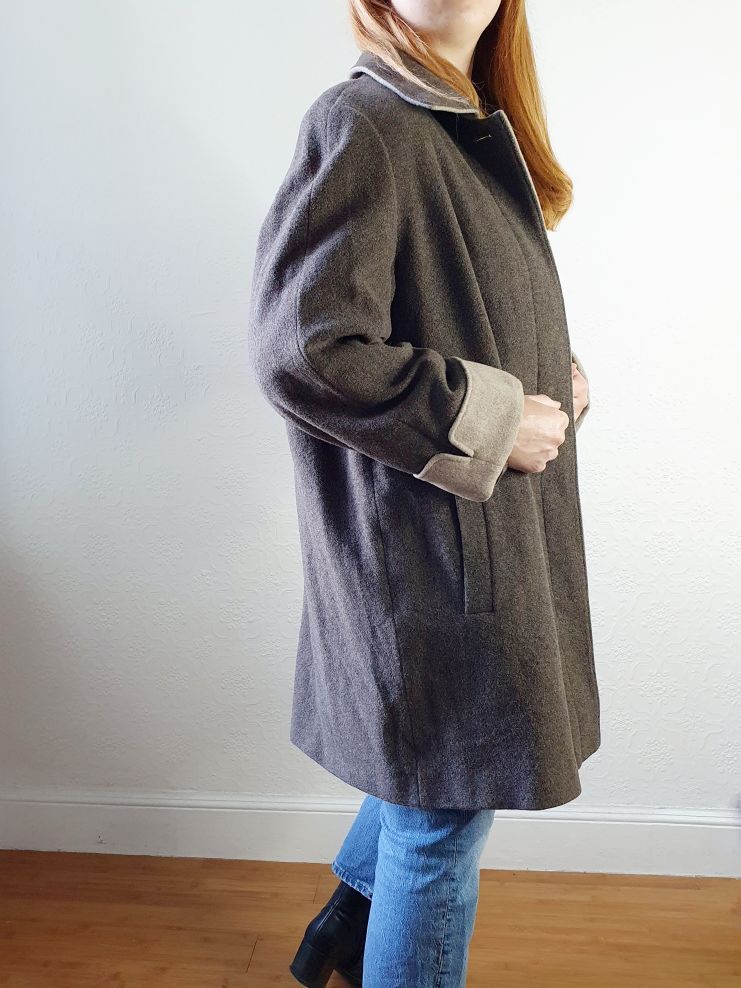 Vintage Grey Wool Coat - L - Image 5
