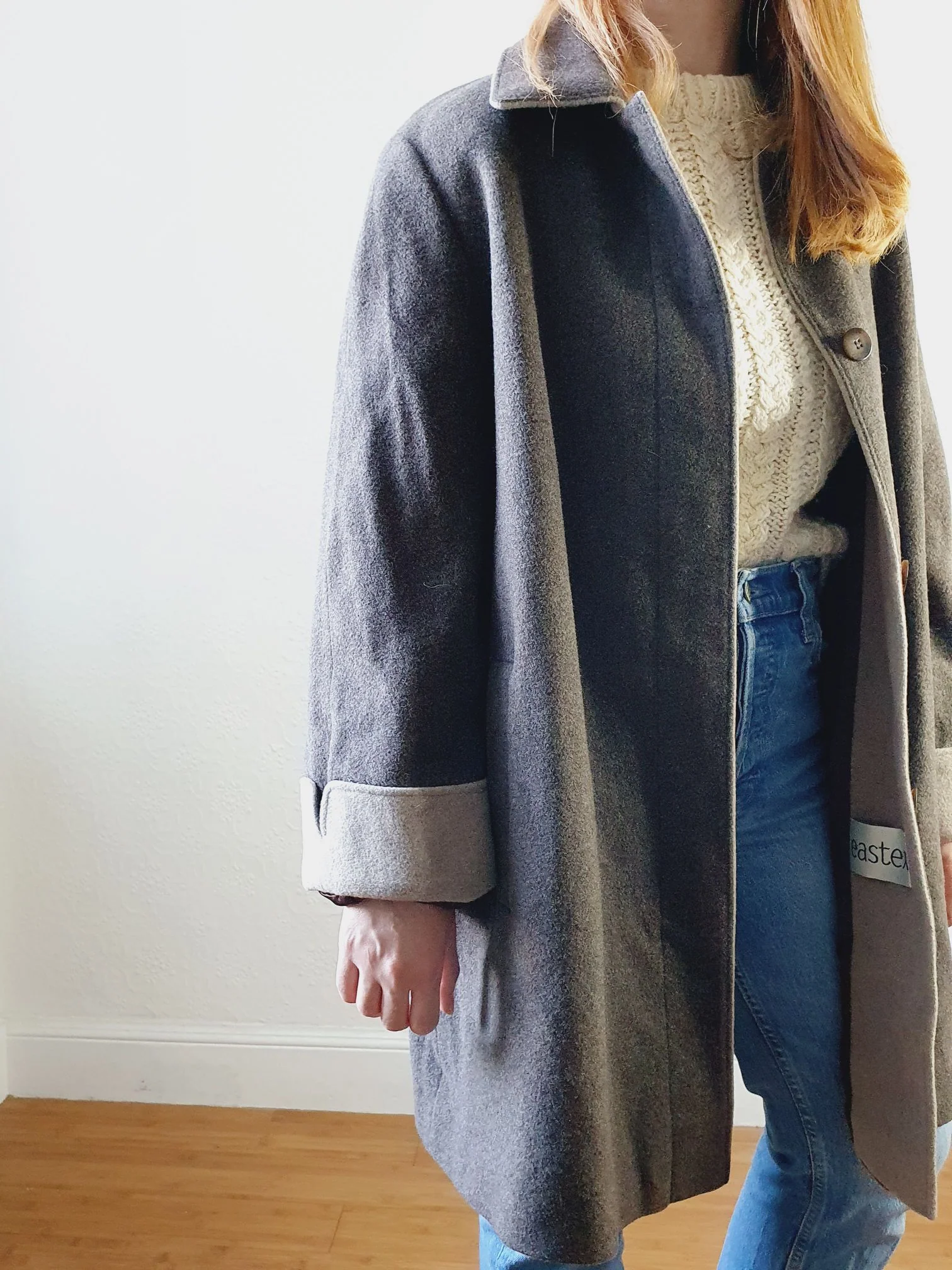 Vintage Grey Wool Coat - L - Image 6
