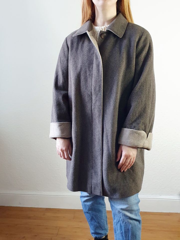 Vintage Grey Wool Coat - L - Image 7