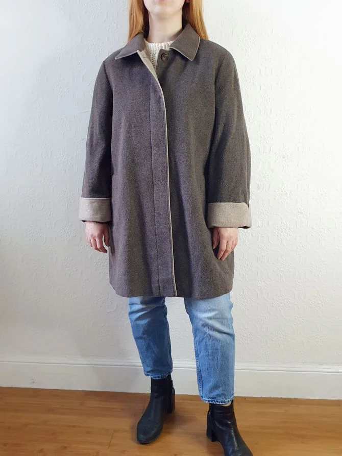 Vintage Grey Wool Coat - L - Image 8