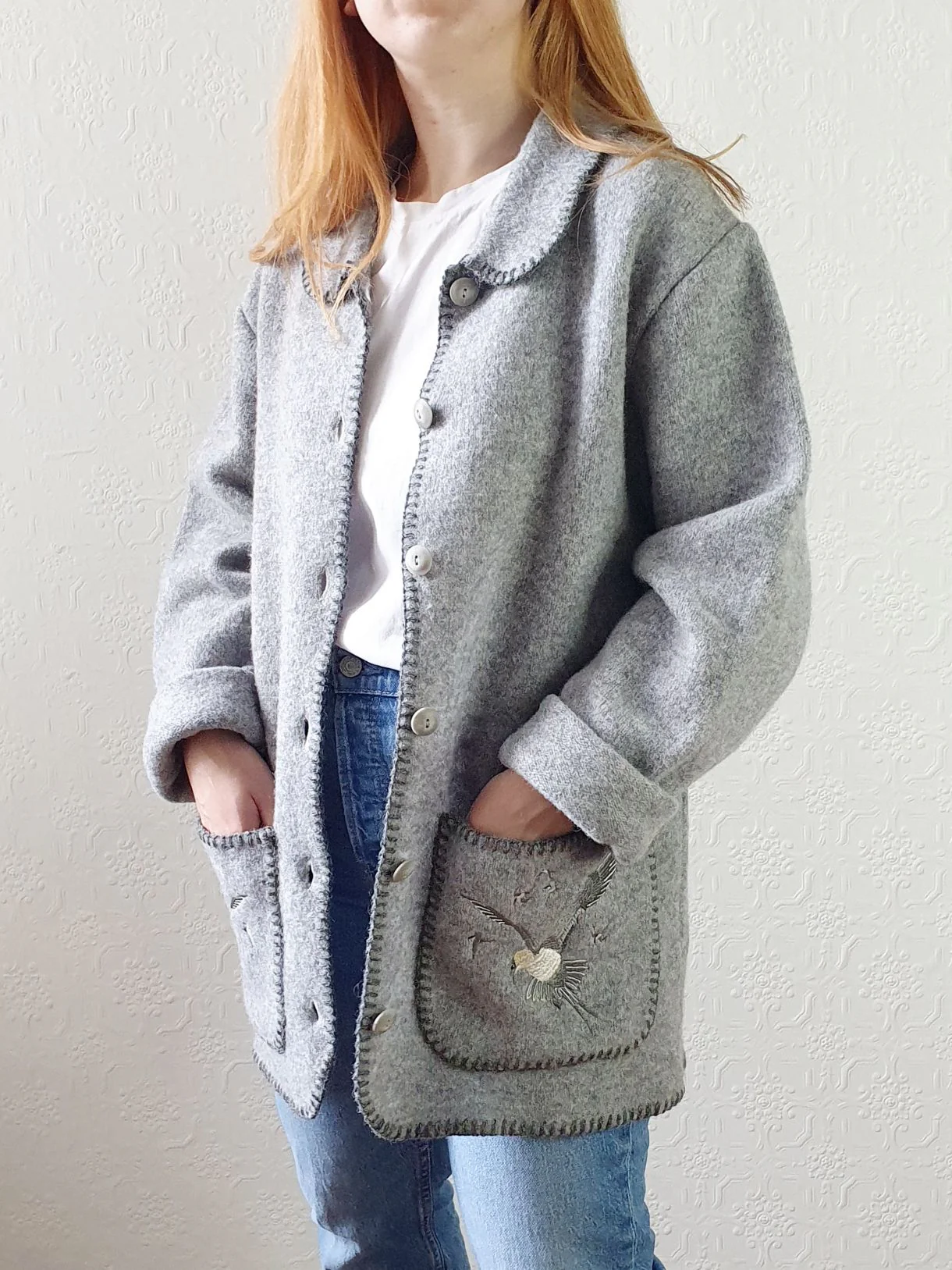 Vintage Grey Wool Jacket - M