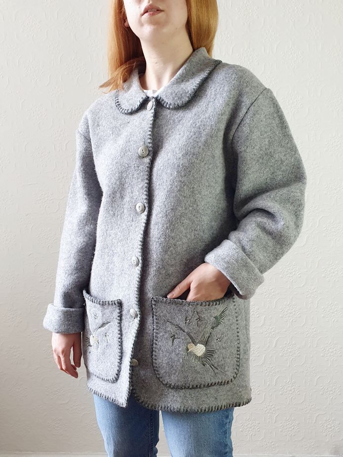Vintage Grey Wool Jacket - M - Image 12