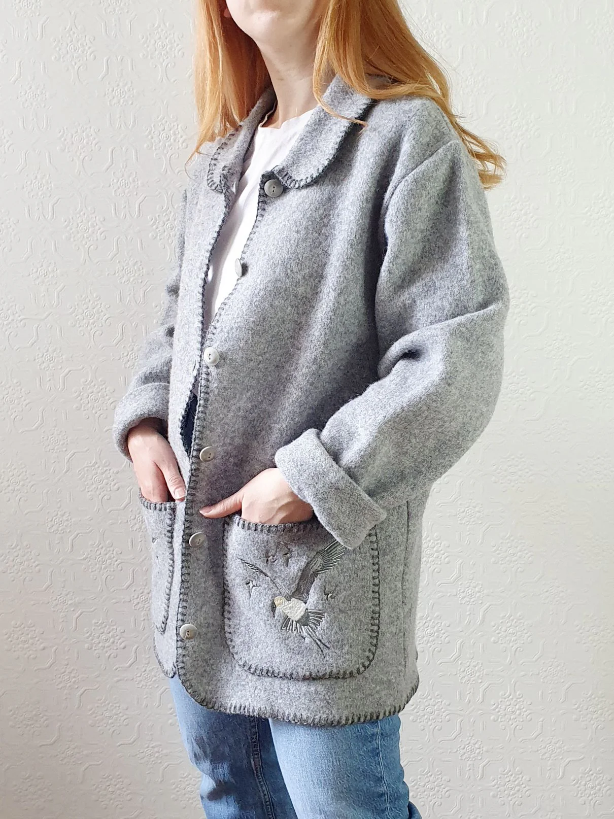 Vintage Grey Wool Jacket - M - Image 2