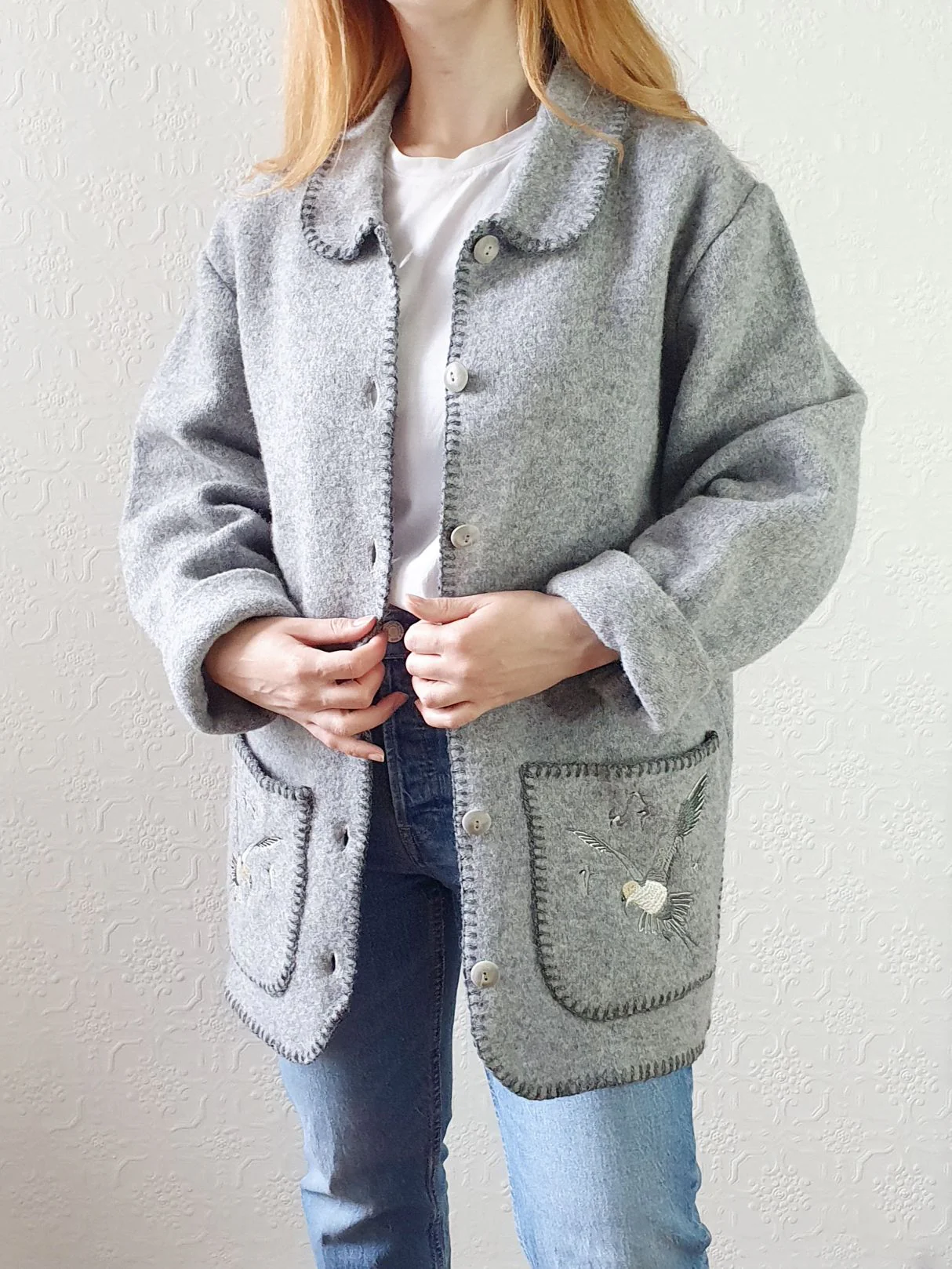 Vintage Grey Wool Jacket - M - Image 3