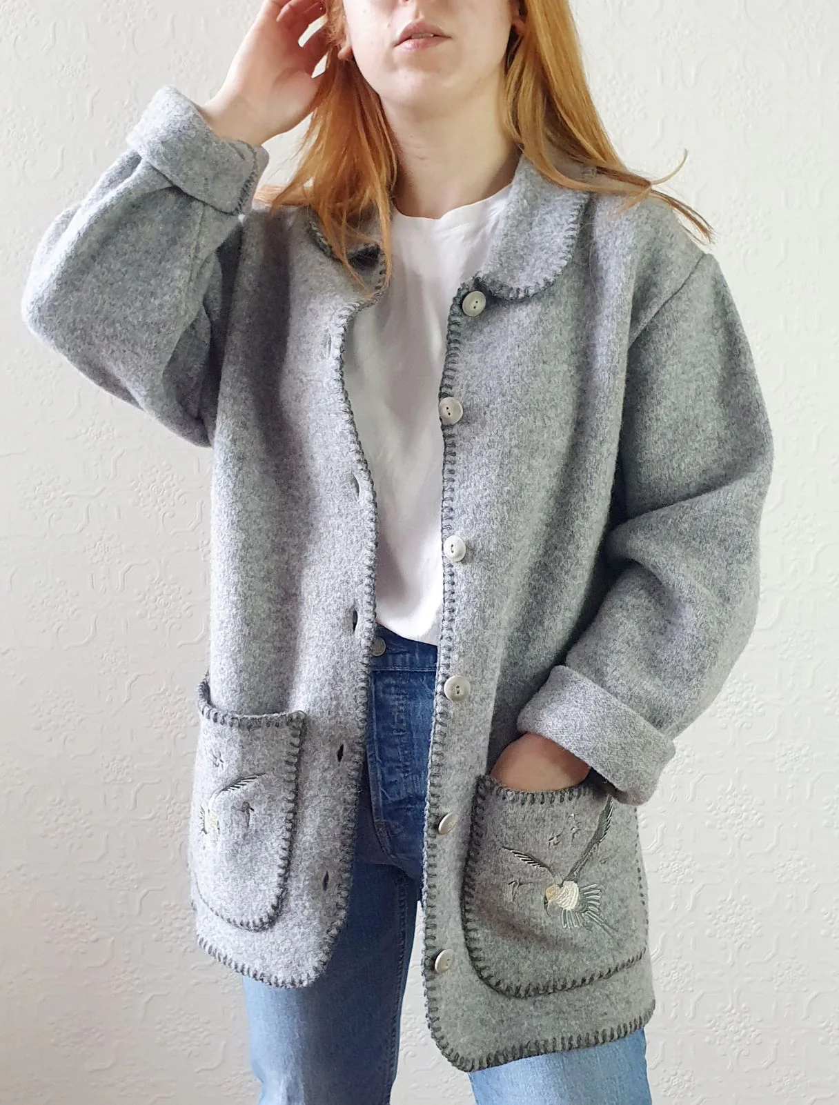 Vintage Grey Wool Jacket - M - Image 4