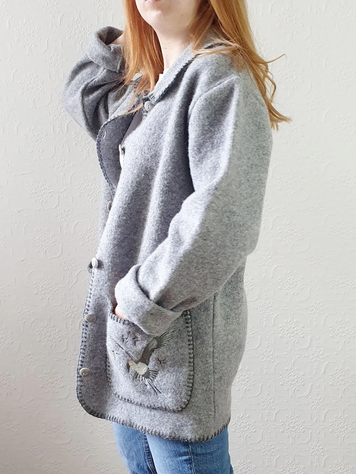 Vintage Grey Wool Jacket - M - Image 5