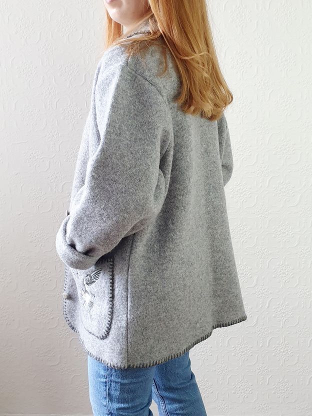 Vintage Grey Wool Jacket - M - Image 6