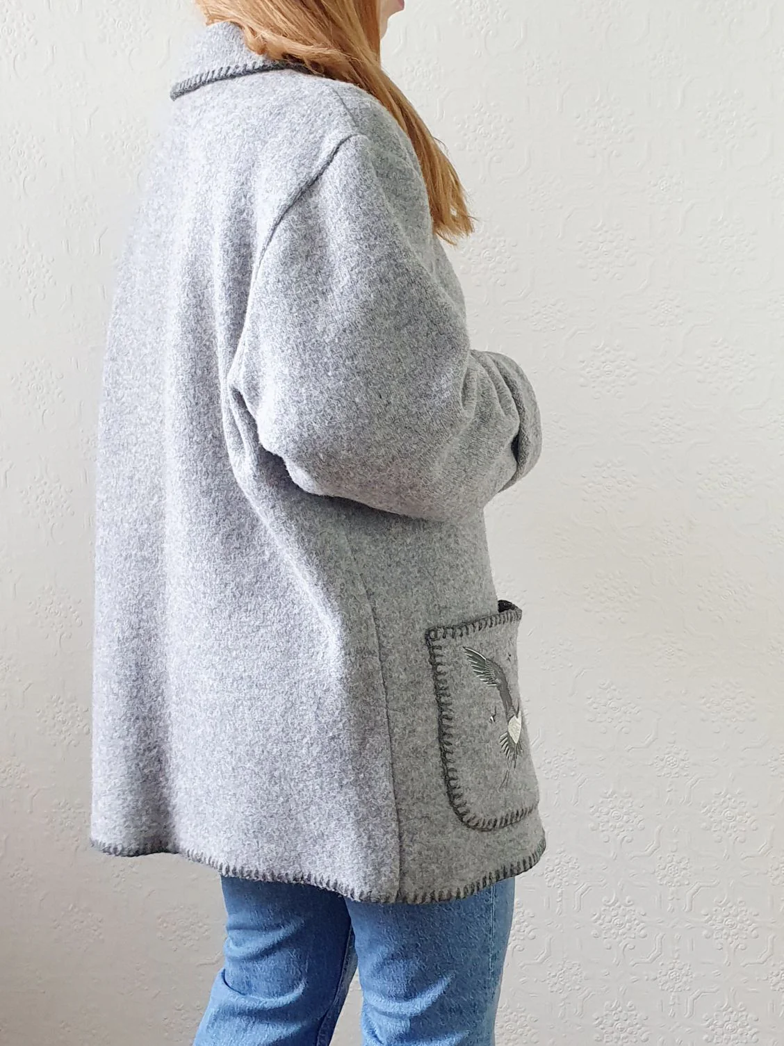Vintage Grey Wool Jacket - M - Image 8