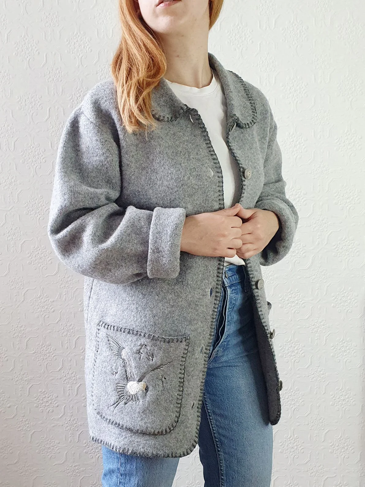 Vintage Grey Wool Jacket - M - Image 9