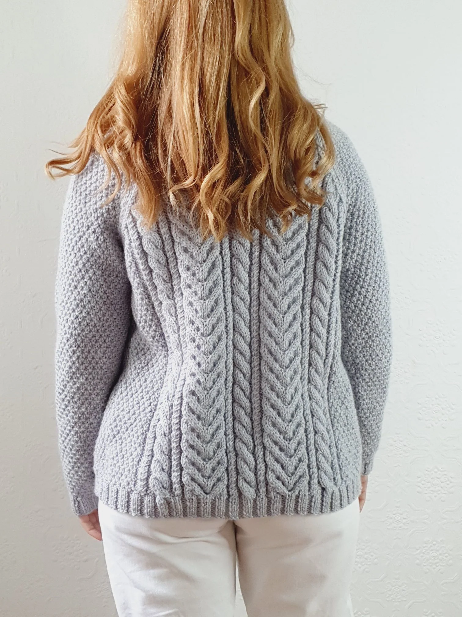 Vintage Handknitted Light Grey Aran Cardigan - S - Image 6