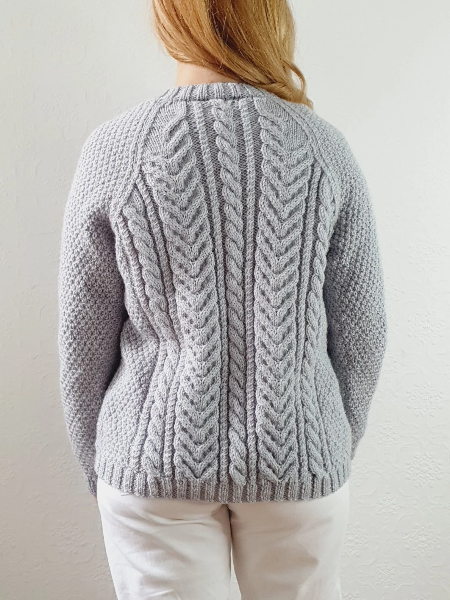 Vintage Handknitted Light Grey Aran Cardigan - S - Image 8