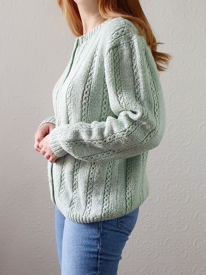 Vintage Handknitted Mint Green Cardigan - M/L - Image 4