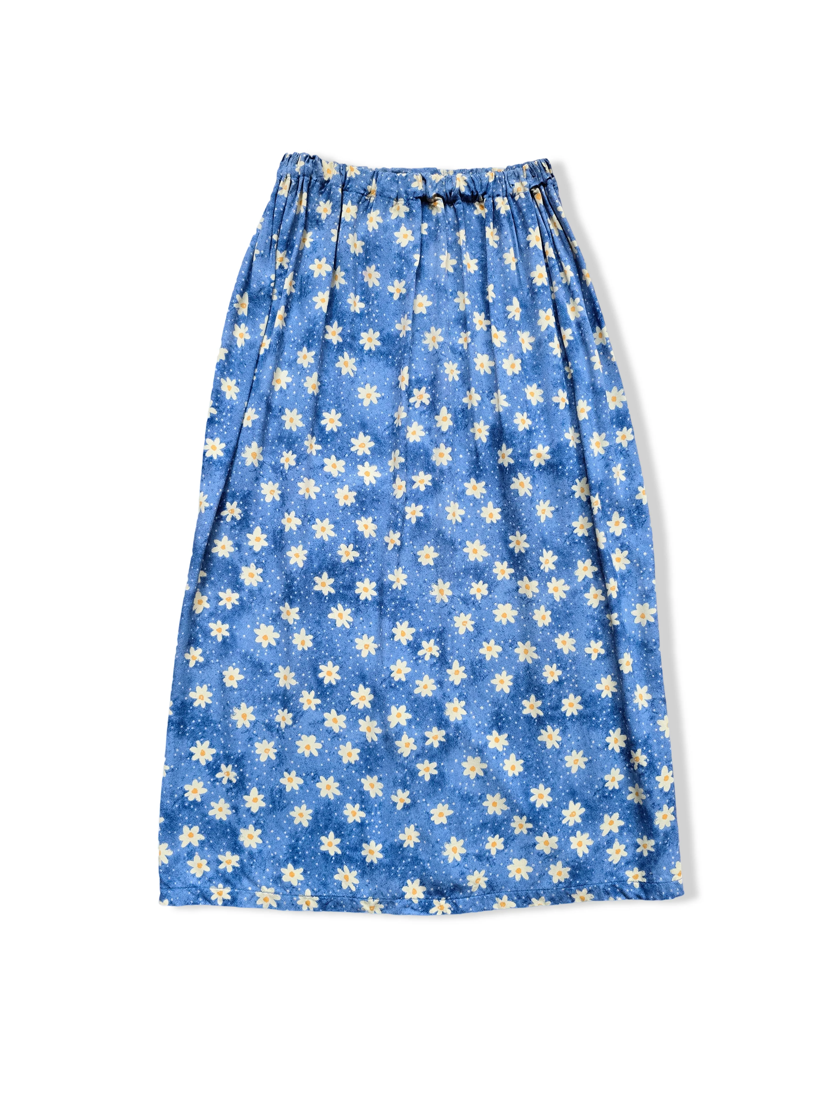 Vintage Handmade Blue and Yellow Floral Print Midi Skirt - S/M - Image 4