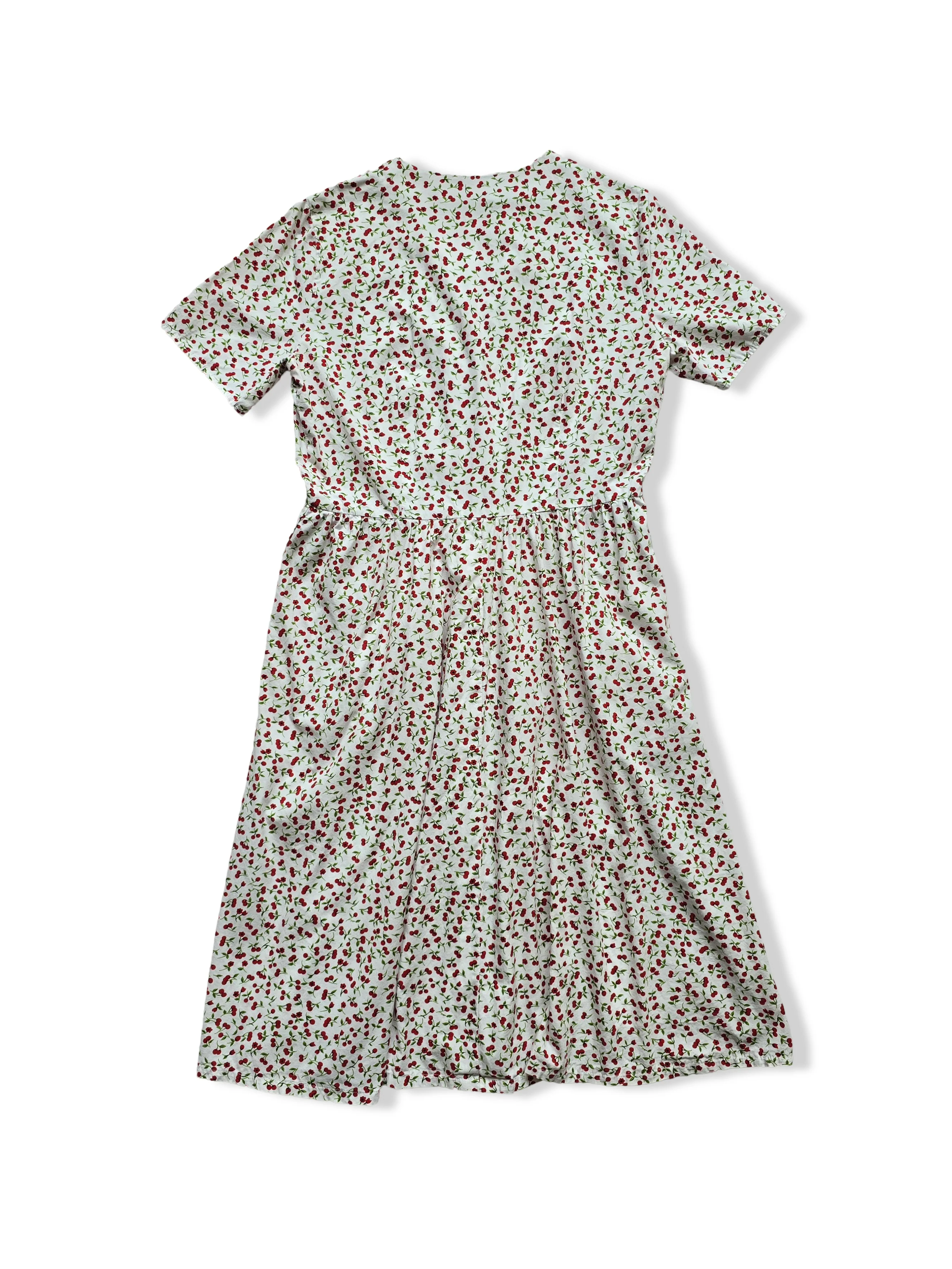 Vintage Handmade Cherry Print Button Down A-Line Midi Dress - L - Image 3