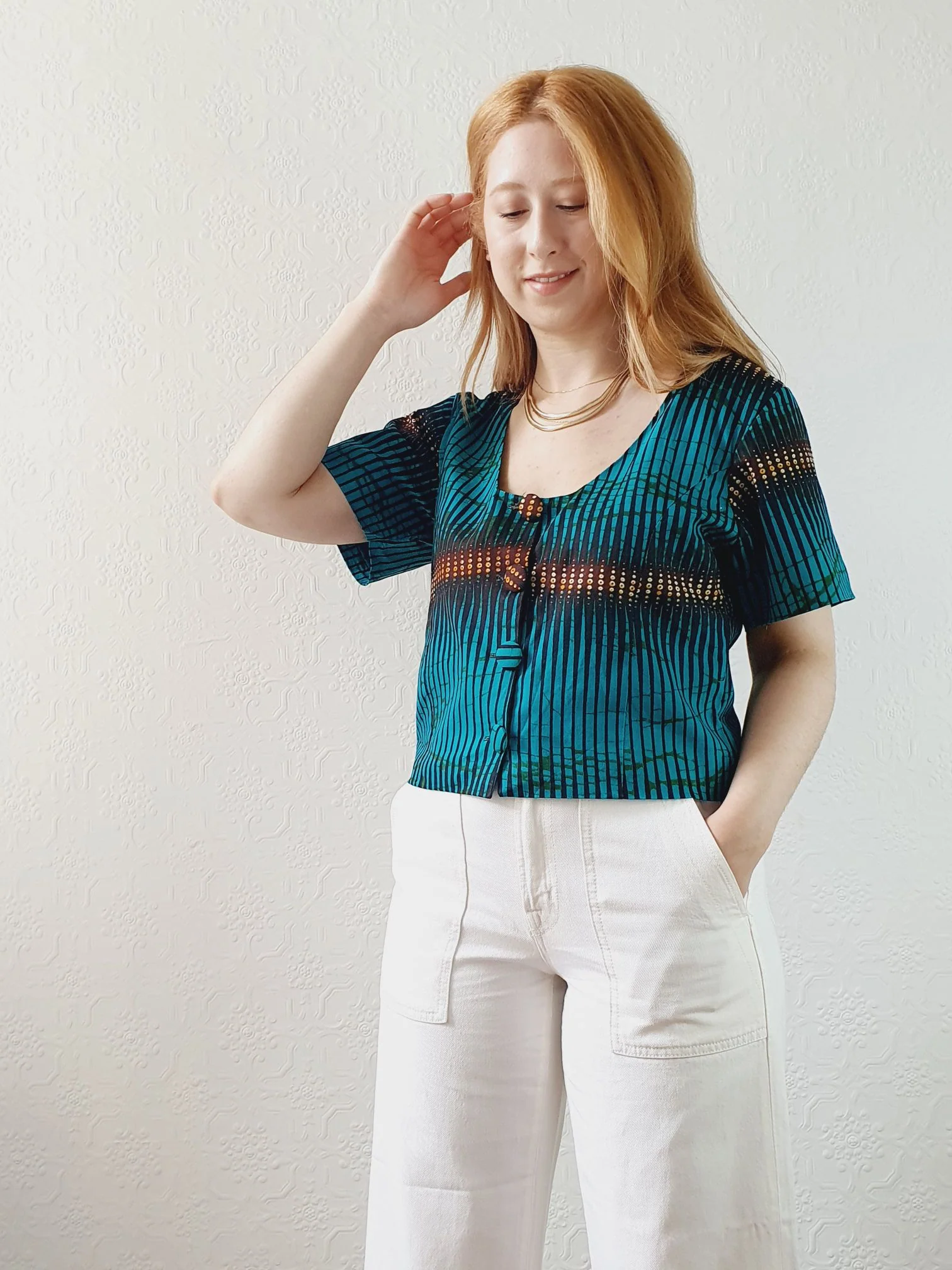 Vintage Handmade Emerald Green Cropped Top - M - Image 2