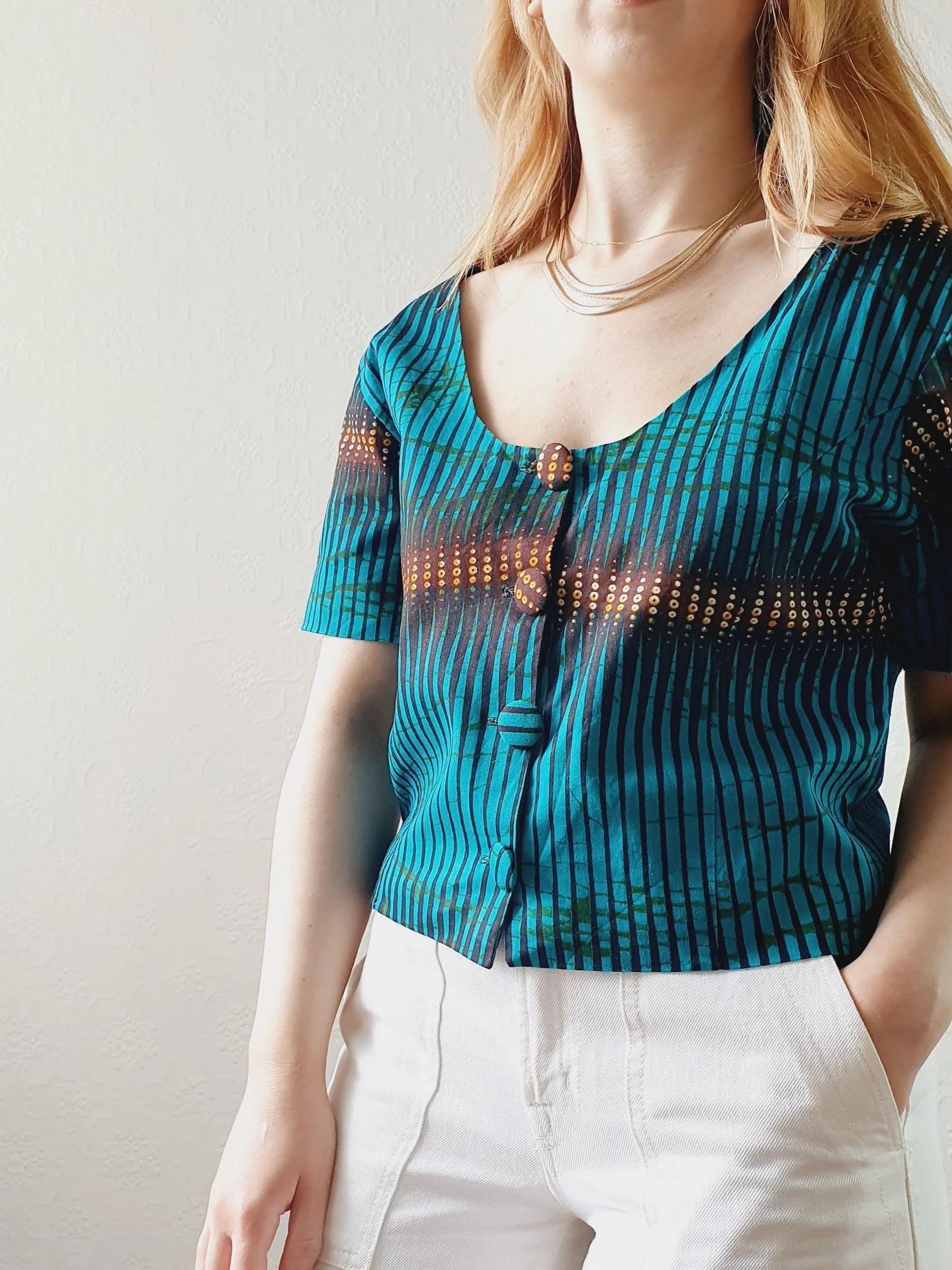 Vintage Handmade Emerald Green Cropped Top - M - Image 4