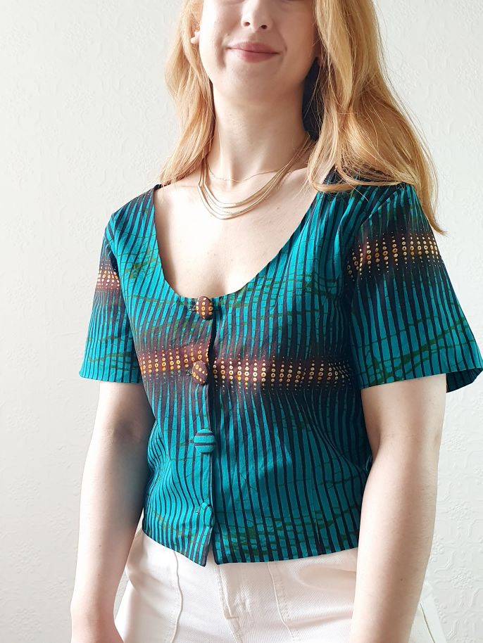 Vintage Handmade Emerald Green Cropped Top - M - Image 5