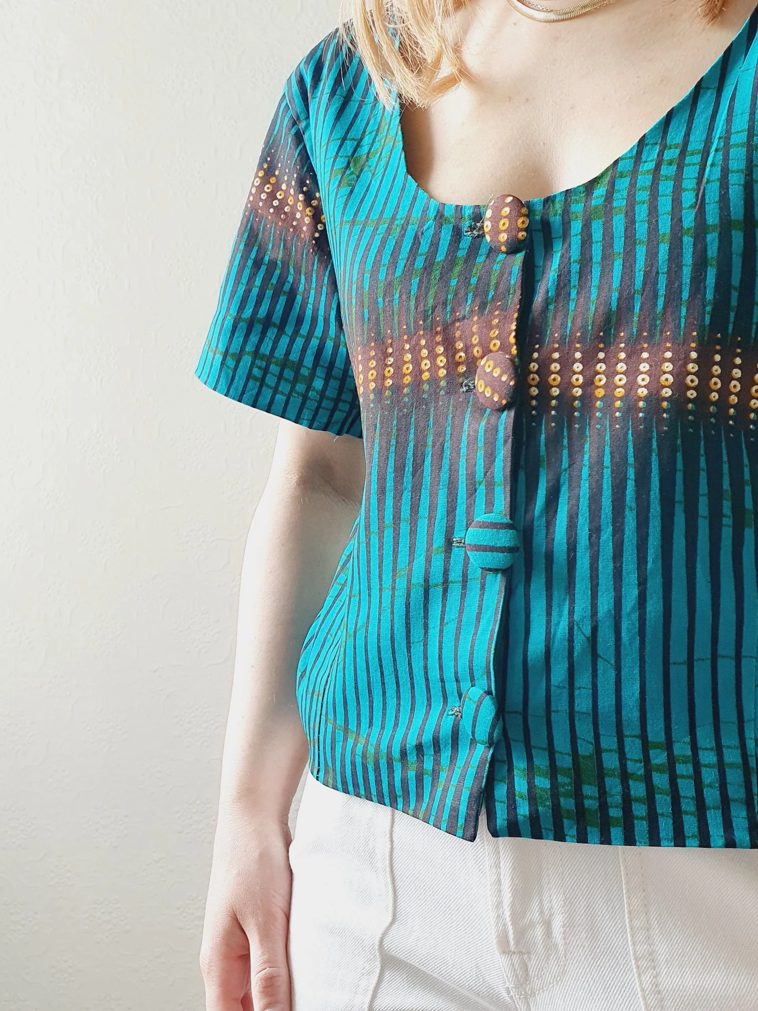 Vintage Handmade Emerald Green Cropped Top - M - Image 7