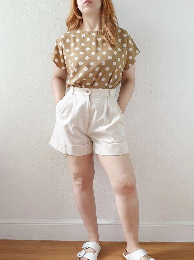 Vintage High Waisted Cotton & Linen Shorts - S - Image 2