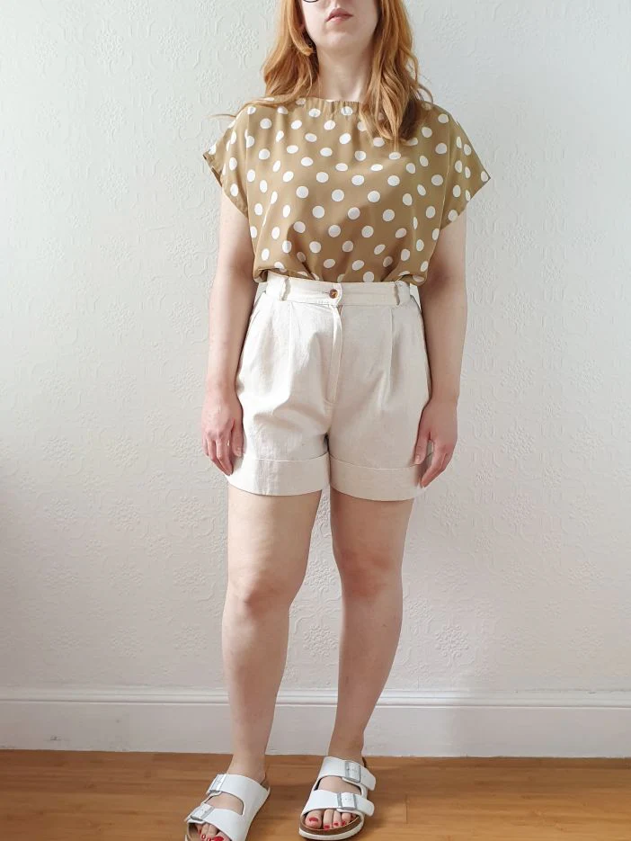 Vintage High Waisted Cotton & Linen Shorts - S - Image 3
