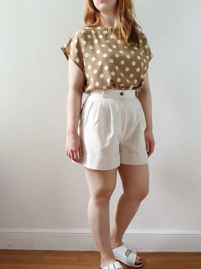 Vintage High Waisted Cotton & Linen Shorts - S - Image 4