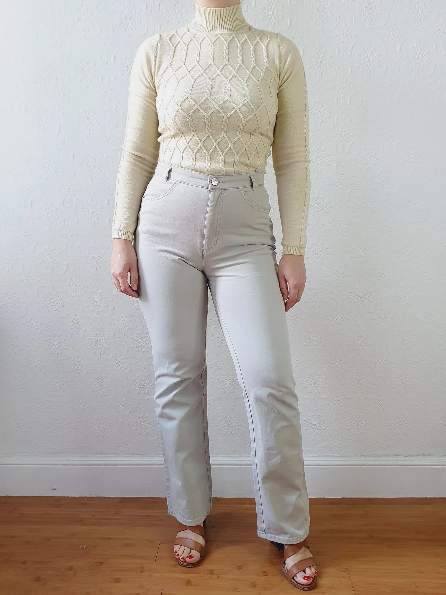 Vintage High Waisted Light Grey MAC Jeans - S/M